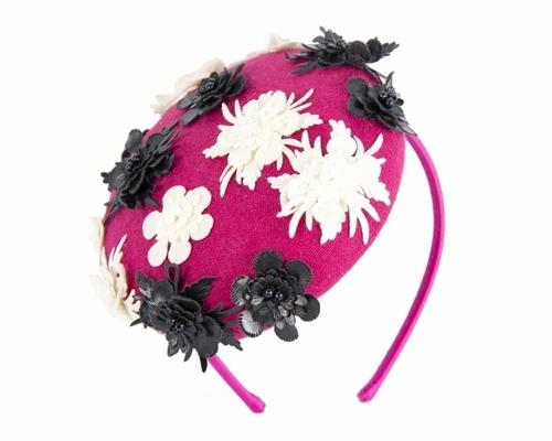 Small fuchsia winter pillbox with flowers  J296F