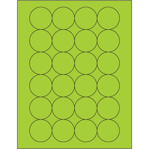 Tape Logic LL196GN 1.66 in. Fluorescent Green Circle Laser Labels - Pa