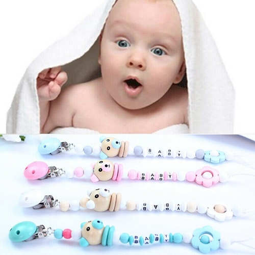 Cute Cartoon Baby Wooden Anti lost Hot Clip Holder