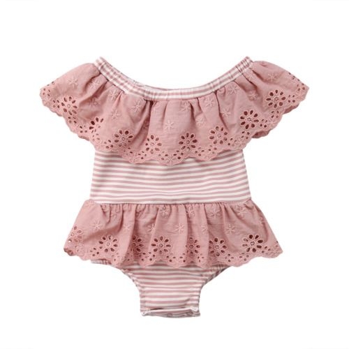 Newborn Infant Baby Girl Lace O Neck Romper