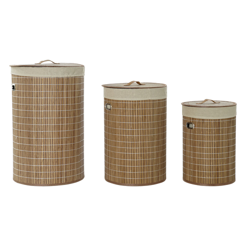 Laundry basket DKD Home Decor Natural Bamboo 3 Pieces 38 x 38 x 60 cm