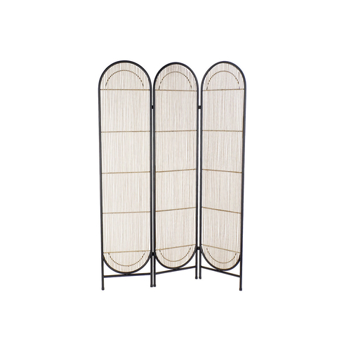 Folding screen DKD Home Decor Brown Metal Rattan (126 x 2 x 180 cm)