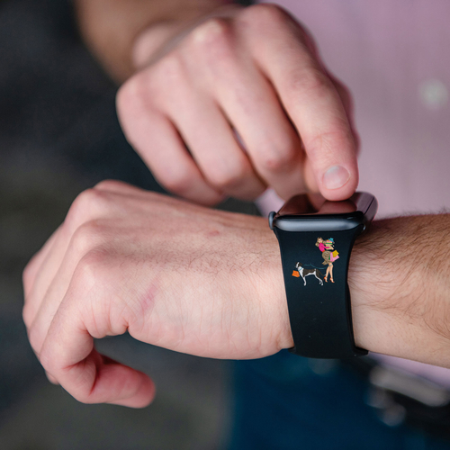 Custom Logo HD Black Watch Band Compatible with Apple Watch 