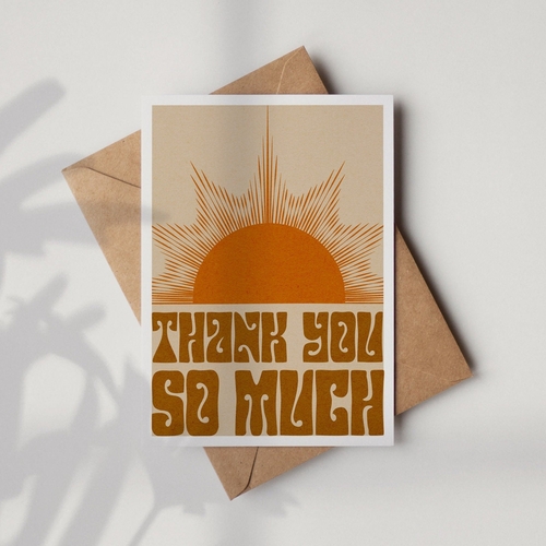 'Thank You' Boho Sun A6 Greetings Card | Fully Recycled