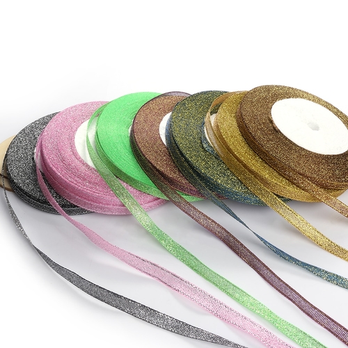 6mm 25yards Gold Silver Metallic Glitter