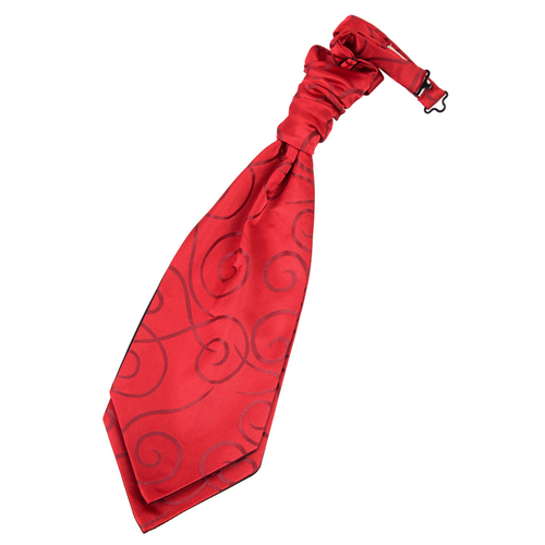 Scroll Pre-Tied Ruche Cravat - Burgundy