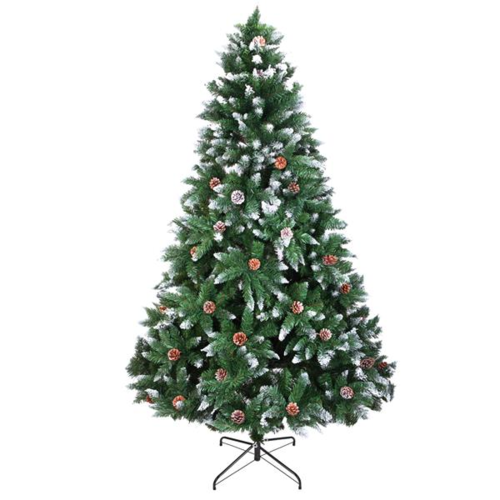  7FT 1350 Branch Flocking Spray Christmas Tree with Pine Cone