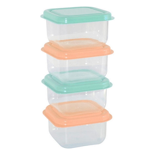 Set of 4 lunch boxes 6 x 4 cm Plastic