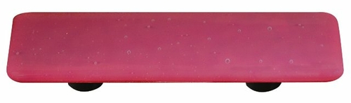 Hot Knobs HK9050-PB Opaline Red Rectangle Glass Cabinet Pull - Black P