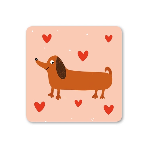 Happy Sausage Dog Coaster (Pack of 6)