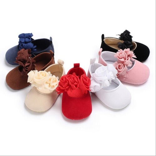 Newborn Girls Baby Crib Shoes Flower Soft Sole