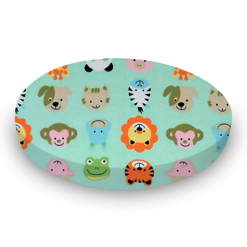 SheetWorld Fitted Round Crib Sheet - 100% Cotton Flannel - Animal