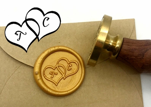 Overlapping Hearts Wax Seals Stamp - Wedding Invitation Sealing