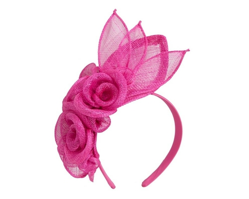 Large fuchsia sinamay  flower fascinator