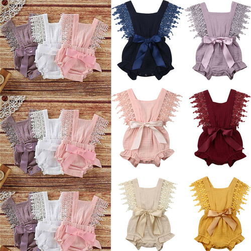 6 Colors Solid Lace Romper Newborn Baby Girls