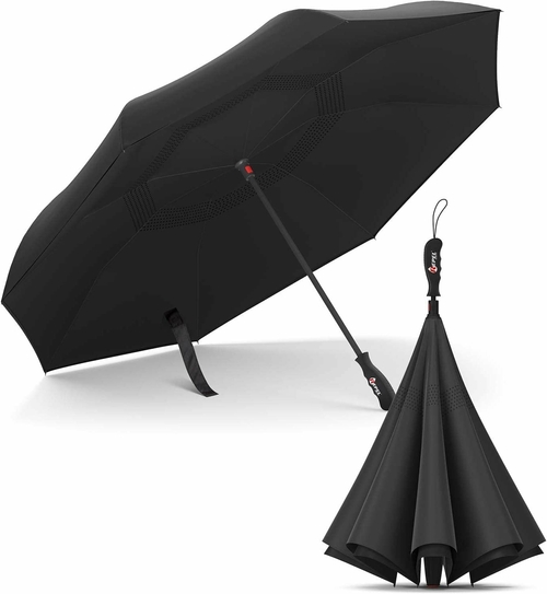 PUREVACY Black-Navy Blue Reverse Umbrella Pack of 20 Compact,