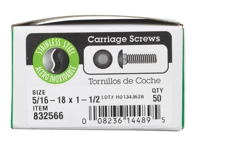 Hillman 832566 0.312 x 1.5 in. Stainless Steel Carriage Bolt