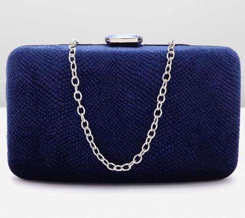 Women Blue solid Party Box Clutch