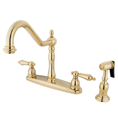 Kingston Brass KB1752ALBS 8 in. Center Kitchen Faucet with Brass Spray