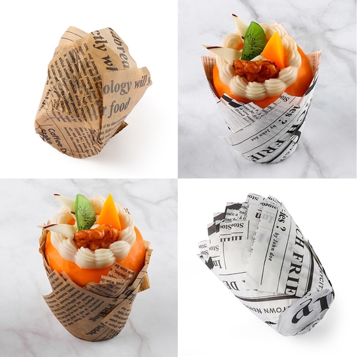 50pcs/lot Muffin Cake Paper Cup Newspaper Style