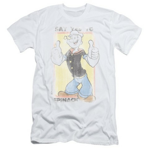 Trevco Popeye-Say Yes To Spinach Short Sleeve Adult 30-1 Tee, Whit