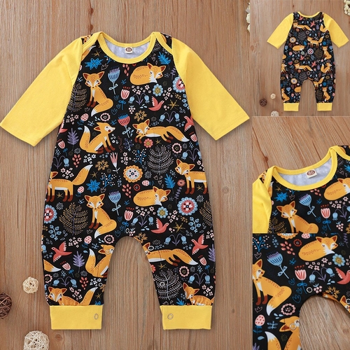 Newborn Cartoon fox Jumpsuit Infant Baby Boys