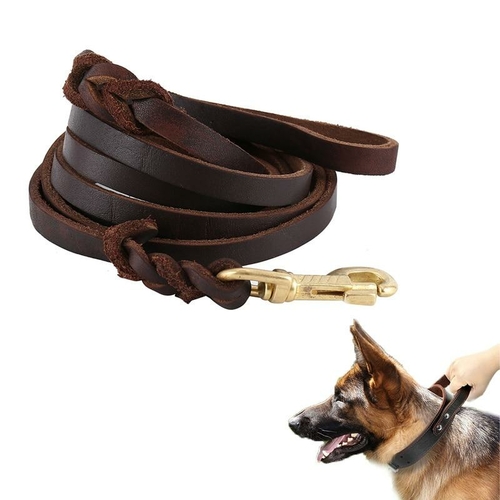 Spocket Dropship 1.6 2.4M Braided Leather Dog Leash for German Shepherd Pet Dog Outdoor