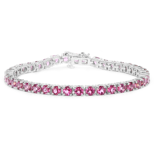 12.00 Carat Genuine Pink Topaz .925 Sterling Silver Bracelet