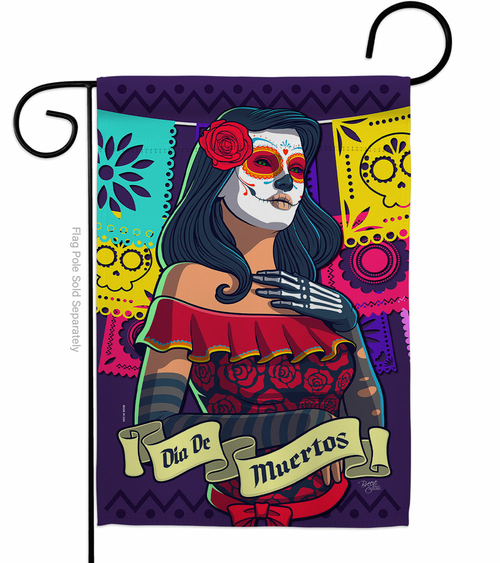 Breeze Decor G162102-BO La Calavera Catrina Garden Flag Fall Day of De