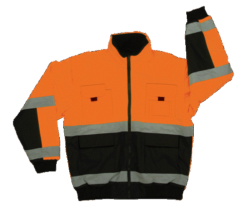 2W 330C-3 L Class 3 Reversible Bomber Jacket - Black & Orange- Large