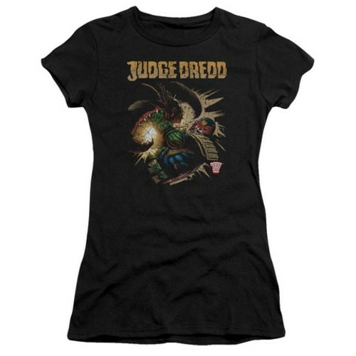 Trevco Judge Dredd-Blast Away Short Sleeve Junior Sheer Tee- Black - M