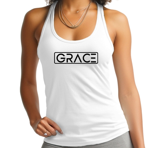 Womens Fitness Tank Top Graphic T-shirt - Grace Christian Black
