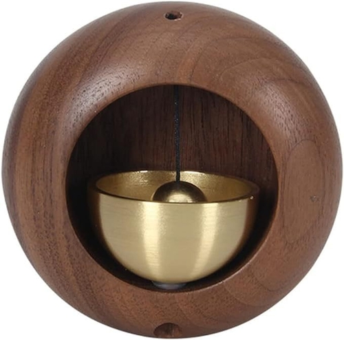 Japanese Style Round Wooden Door Bell Magnetic, Small Doorbell with