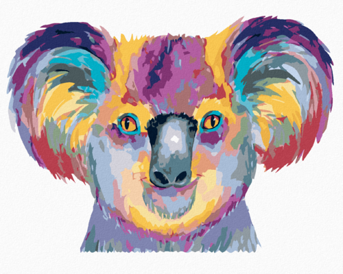 Paint by Numbers - COLOURFUL KOALA ONA A WHITE BACKGROUND