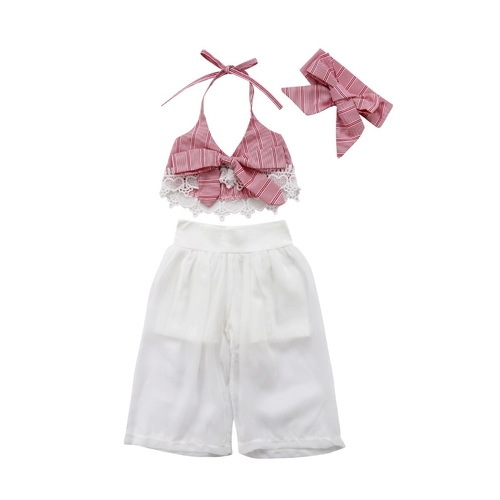 3PCS Infant baby Girls Summer Clothes Casual Lace