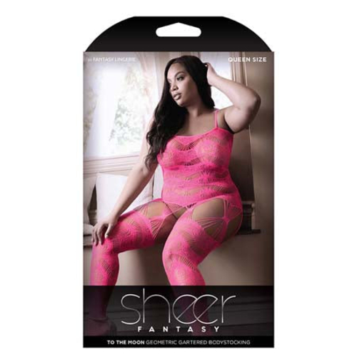 Fantasy Lingerie Sheer To The Moon Multi-Garter Geometric Bodystocking