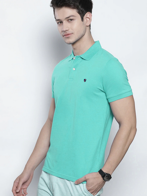 Solids Polo Neck T- Shirt (Size-Xl) (Color-Sea Green)
