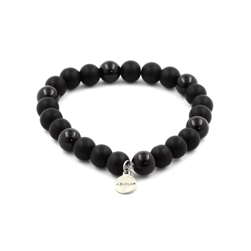 Matt black Onyx + Schorl Tourmaline from Brazil Bracelet 