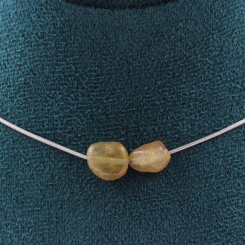 Yellow Apatite from Madagascar 2 beads necklace.