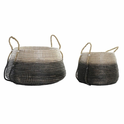Basket set DKD Home Decor Natural Grey Seagrass (52 x 52 x 44 cm) (2