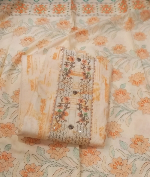 Unstitched Cotton Salwar Suit Material Embroidered Color Multicolor