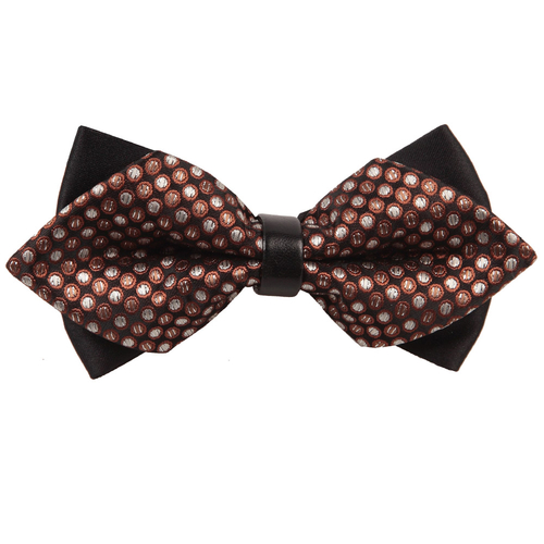 Diamond Tip Pre-Tied Bow Tie - Dragee Dots Brown