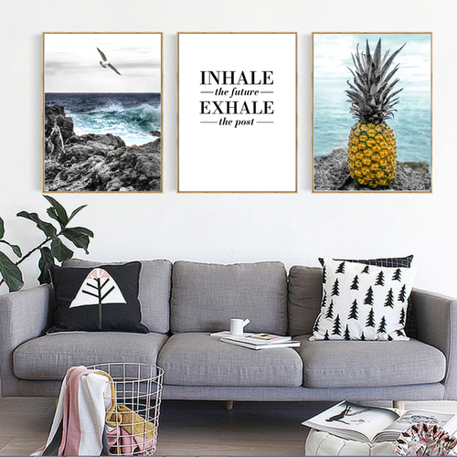 Modern Seascape Pineapple Seagull Canvas