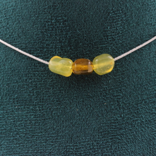 Yellow Opal from Australia 3 beads necklace.