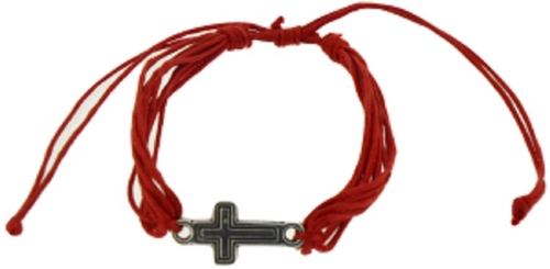 Solid Rock Jewelry 144990 Red Cotton Adjustable Friendship with Cross 