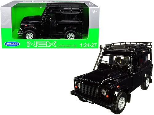 Land Rover Defender with Roof Rack Black 1/24-1/27 Diecast Model Car