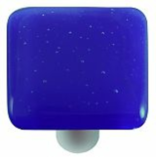 Hot Knobs HK1030-KA Deep Cobalt Blue Square Glass Cabinet Knob - Alumi