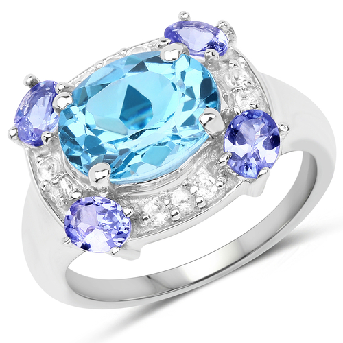 "4.13 Carat Genuine Swiss Blue Topaz, Tanzanite & White Topaz .925