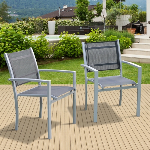 Outsunny Set of 2 Patio Dining Chair Outdoor Mesh Seat Heavy Duty