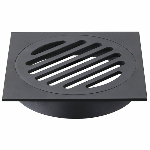 Square Black Floor Grate Drain 110 mm Full Brass Construction